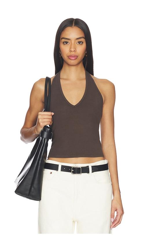 NILI LOTAN Britt Halter Top in Brown by NILI LOTAN