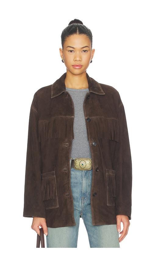 NILI LOTAN Foudre Fringes Suede Jacket in Brown by NILI LOTAN