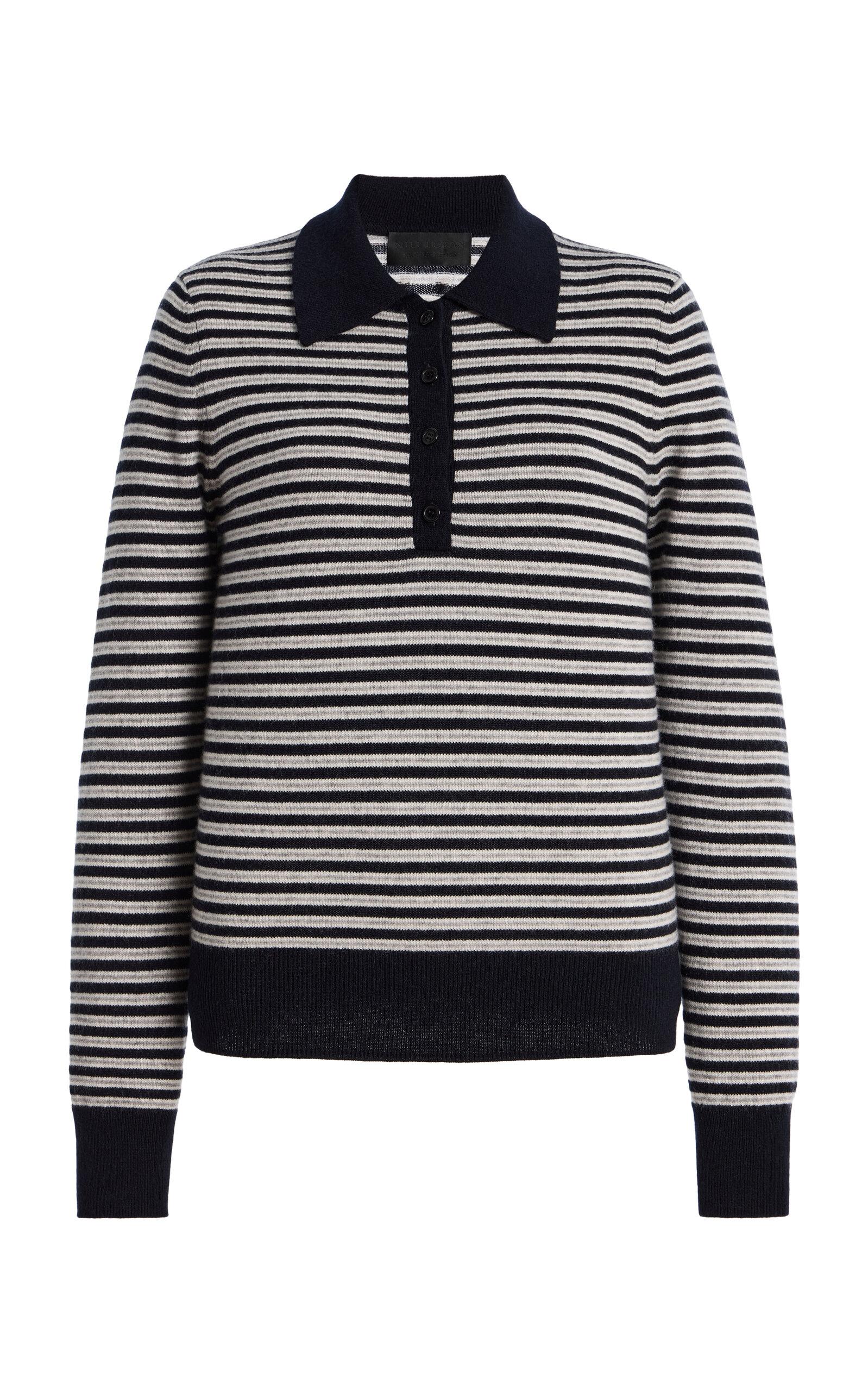 NILI LOTAN Prescott Striped Cashmere Polo Sweater - Moda Operandi by NILI LOTAN