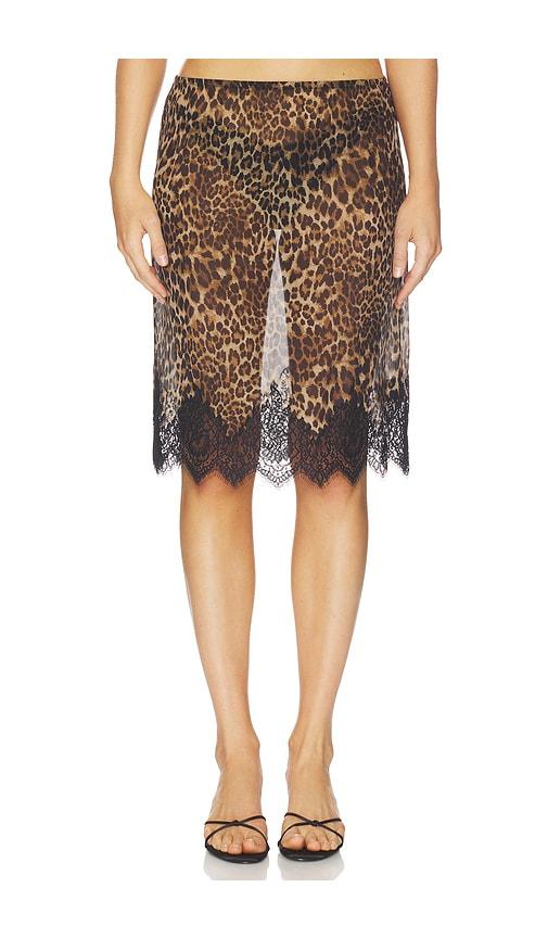 NILI LOTAN Thea Lace Skirt in Brown by NILI LOTAN