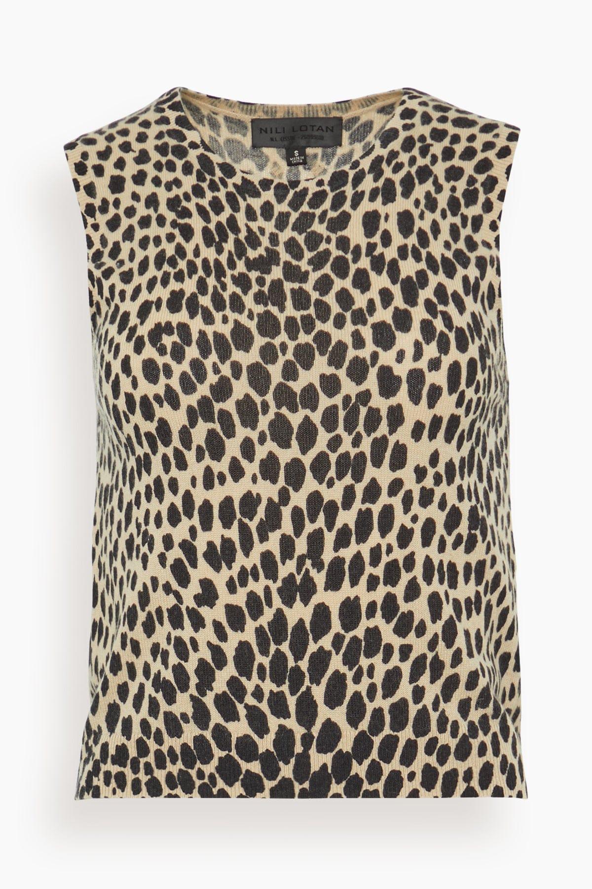 Nessa Sweater Tank in Taupe/Black Cheetah by NILI LOTAN
