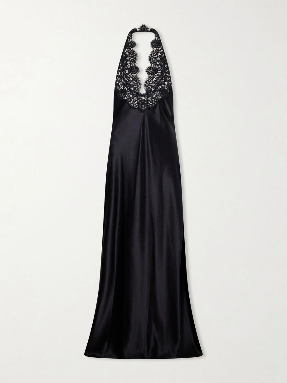 Noemie lace-trimmed silk-satin halterneck midi dress by NILI LOTAN