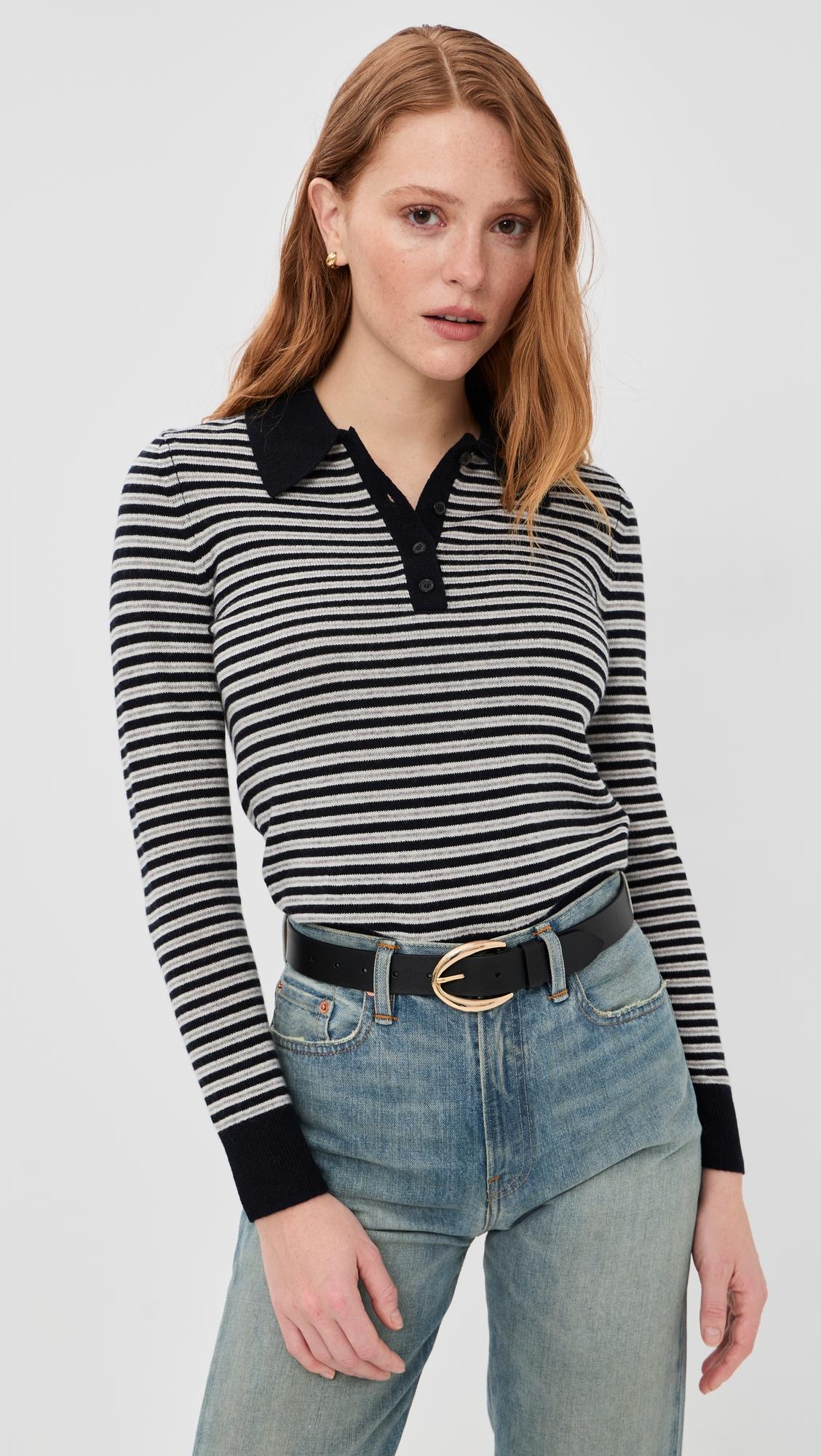Prescott Cashmere Stripe Polo by NILI LOTAN