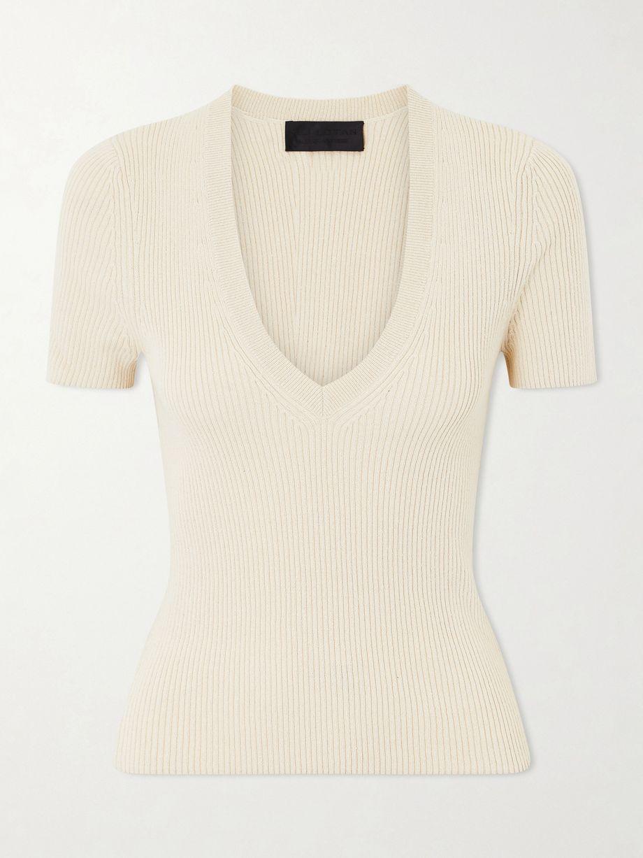 Ribbed-knit cotton and silk-blend T-shirt by NILI LOTAN