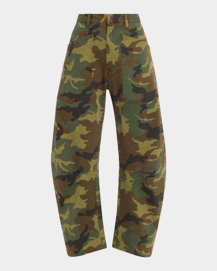 Shon Camo-Print Barrel-Leg Ankle Pants by NILI LOTAN