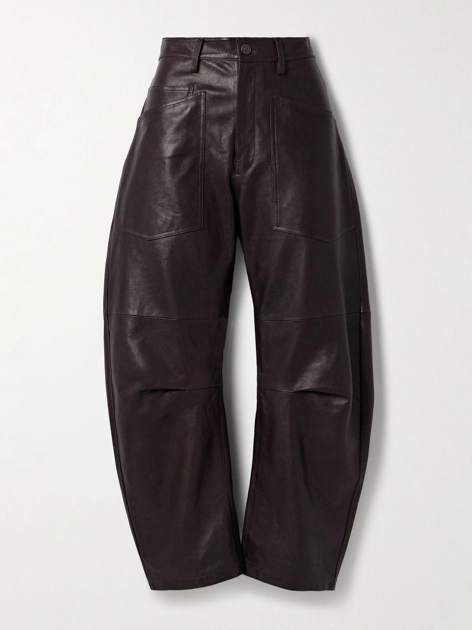 Shon leather barrel-leg pants by NILI LOTAN