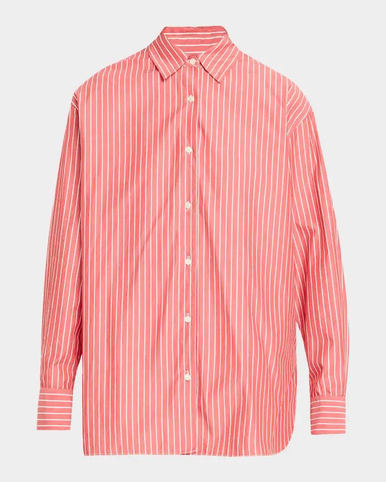 Yorke Pinstripe Oversized Button Down Shirt by NILI LOTAN