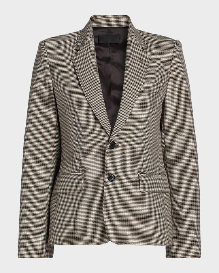 Ysee Houndstooth Wool Single-Breasted Blazer Jacket by NILI LOTAN