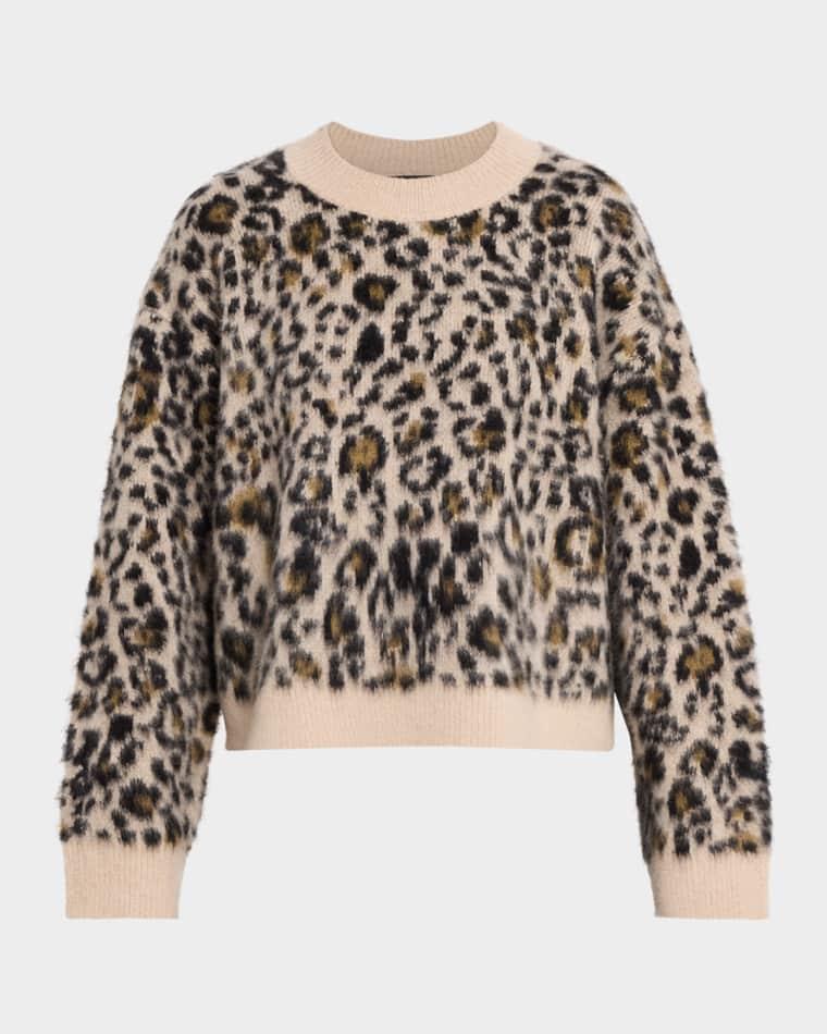 Zamira Leopard Cashmere Crewneck Sweater by NILI LOTAN