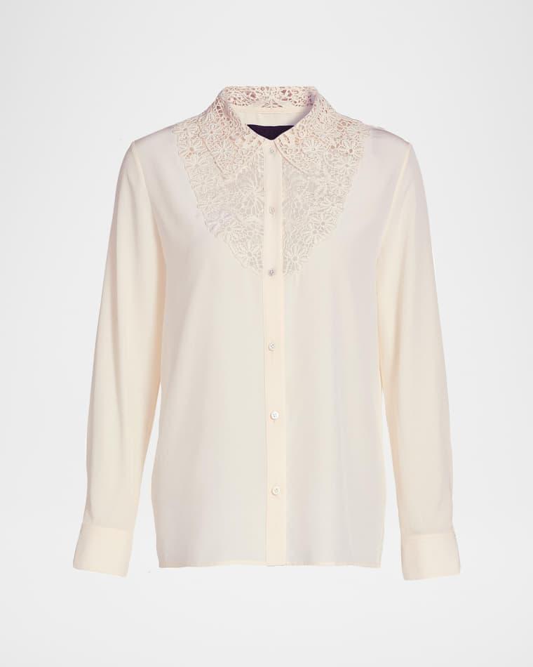 Zola Silk Lace-Bib Shirt by NILI LOTAN