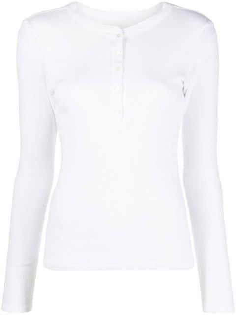 button-front long-sleeved T-shirt by NILI LOTAN
