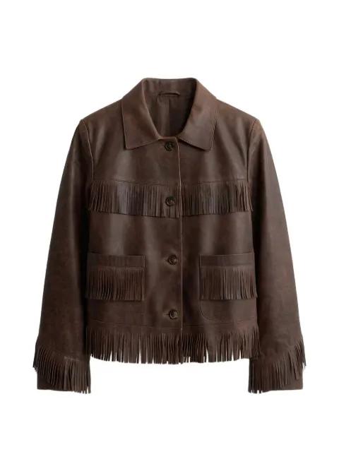 fringed patch-pockets jacket by NILI LOTAN