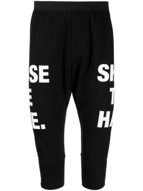 slogan-print drop-crotch shorts by NILOS