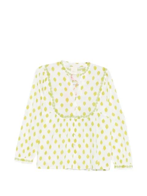 elephant-embroidered ikat-print blouse by NIMO WITH LOVE