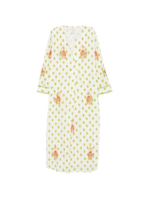 elephant-embroidery ikat-print dress by NIMO WITH LOVE