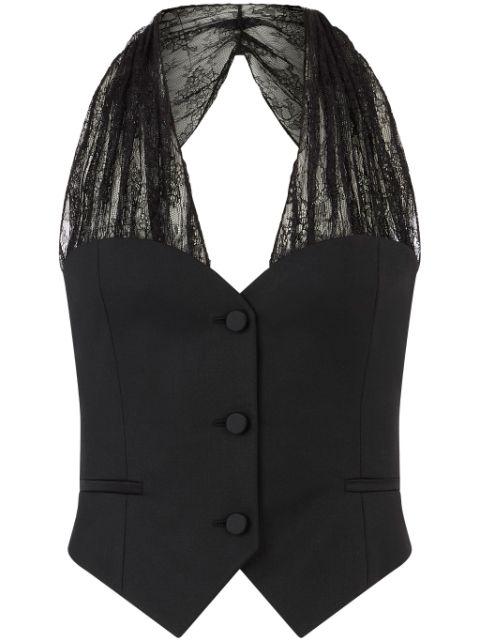 Chantilly-lace straps vest by NINA RICCI