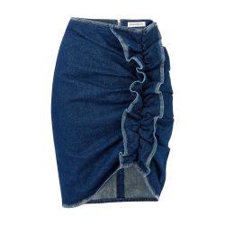 Draped denim midi skirt by NINA RICCI