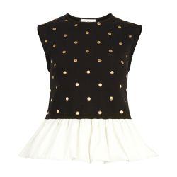 Polka dot peplum top by NINA RICCI