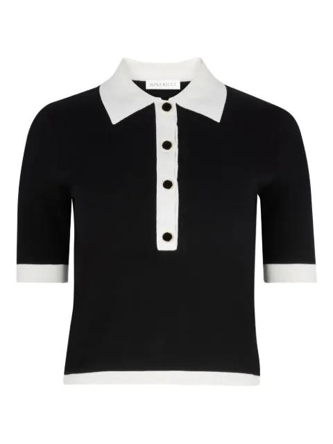 bi-colour buttoned polo top by NINA RICCI