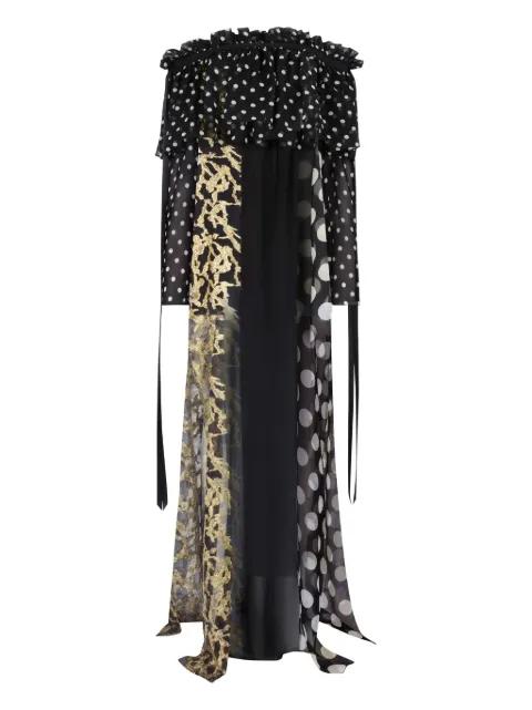 bow-detail polka dot-pattern silk maxi dress by NINA RICCI