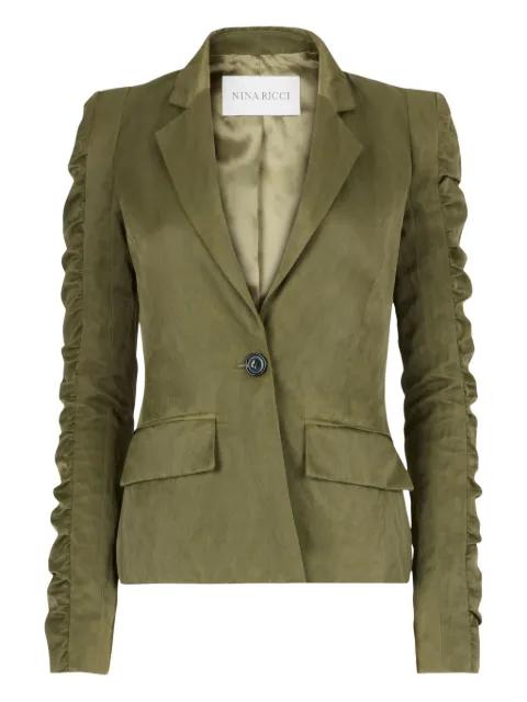 crinkled ruffled-sleeves blazer by NINA RICCI