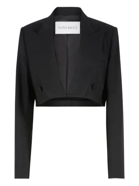 double-breasted wool cropped blazer by NINA RICCI