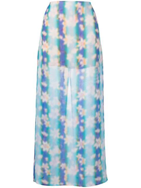 floral-print straight maxi skirt by NINA RICCI