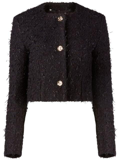 frayed tweed crop jacket by NINA RICCI