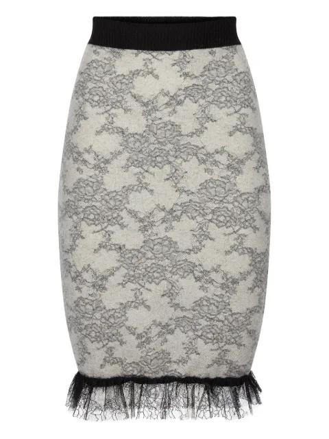 lace-pattern midi skirt by NINA RICCI