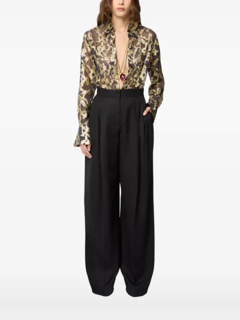 marble-motif bell-cuffs shirt by NINA RICCI