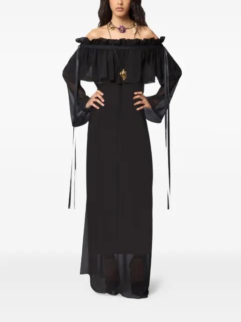 ruffled-bow silk maxi dress by NINA RICCI