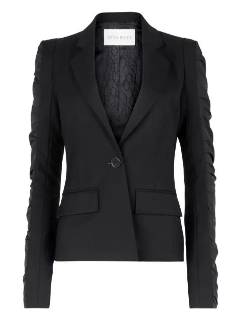 ruffled-sleeves wool suit jacket by NINA RICCI