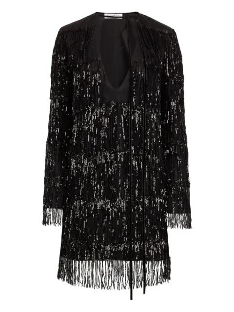 sequin-embellished fringed mini dress by NINA RICCI