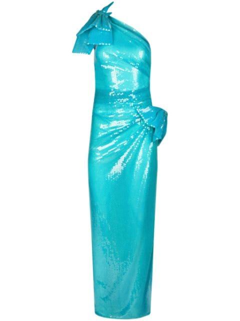 sequinned asymmetric gown by NINA RICCI