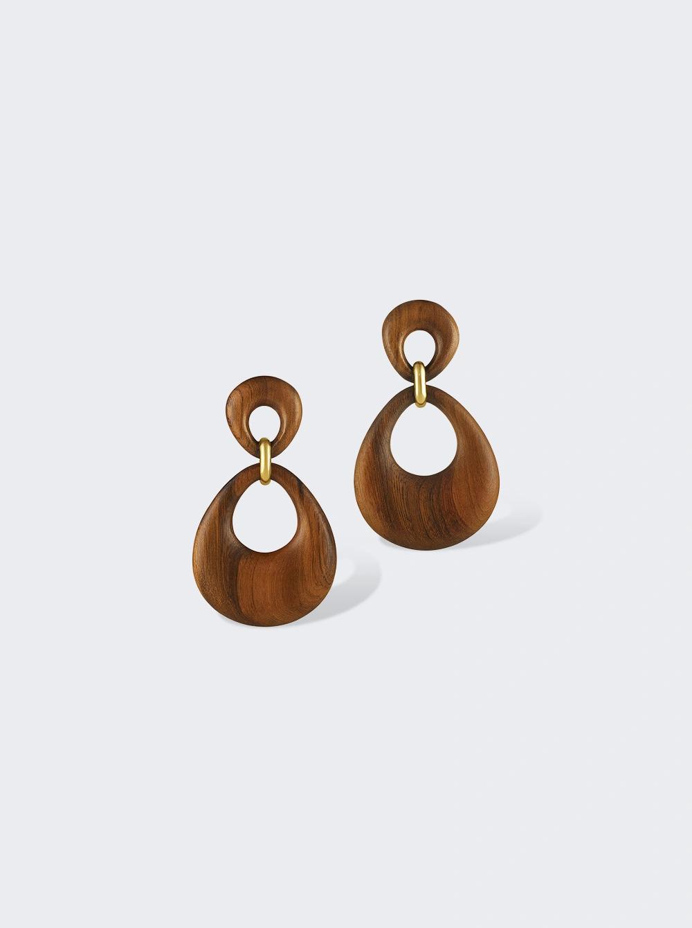 The Catherine Two Tier Argentine Rosewood Earrings 18K Yellow Gold  | The Webster by NINA RUNSDORF