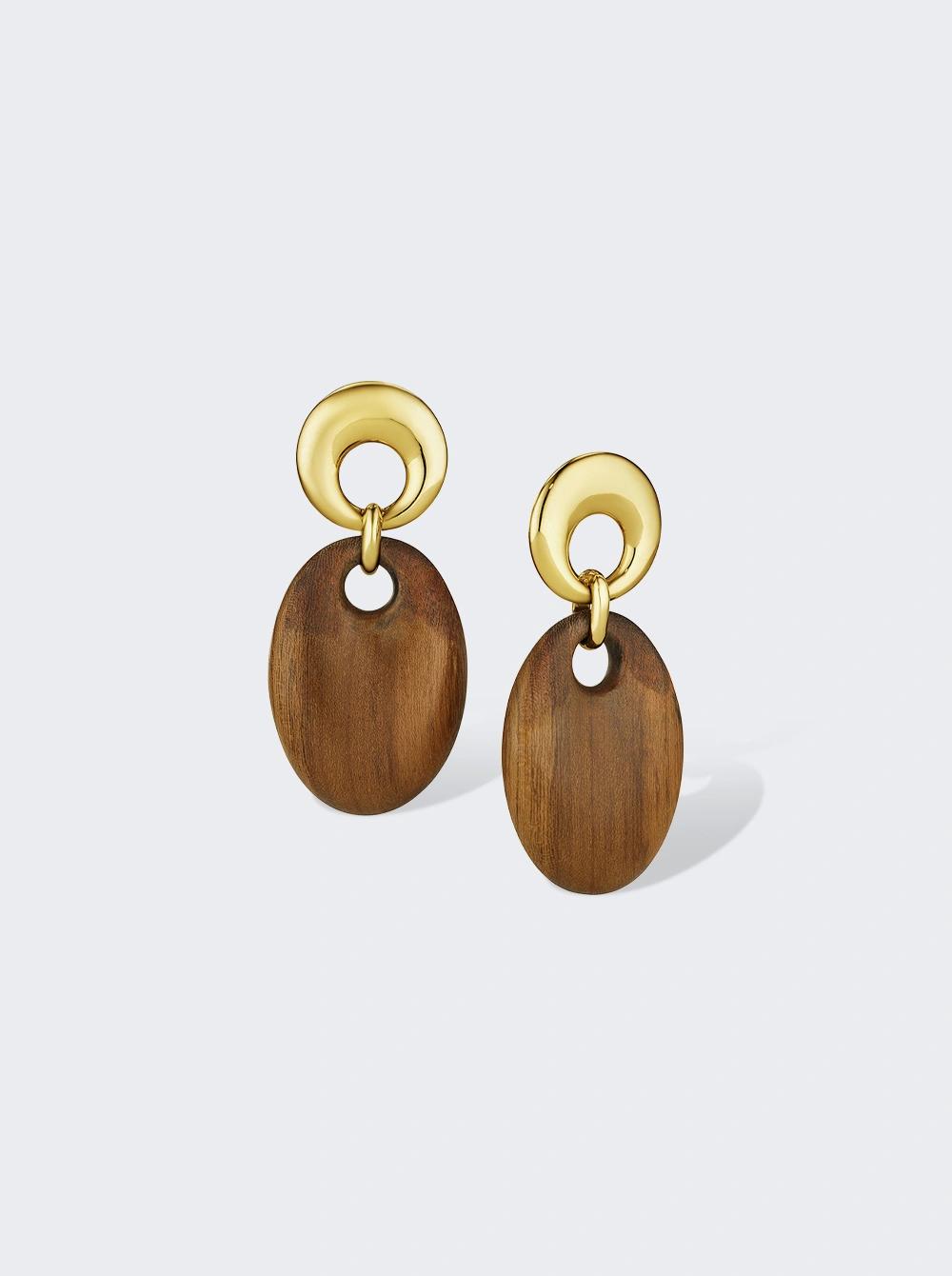 The Lita Argentine Rosewood Earrings 18K Yellow Gold  | The Webster by NINA RUNSDORF
