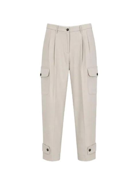 pleated-detail buttoned-cuff cargo pants by NINE IN THE MORNING