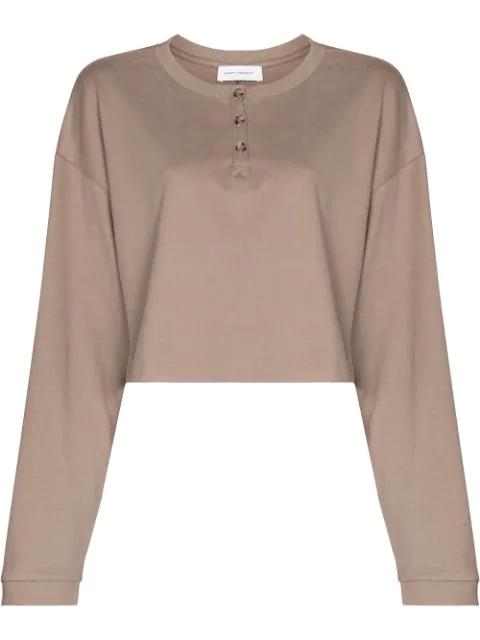 cropped crew neck sweatshirt by NINETY PERCENT