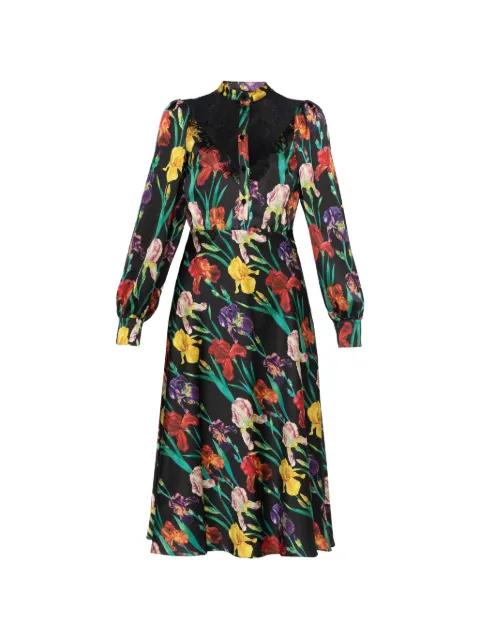 Lace-insert printed midi dress by NISSA