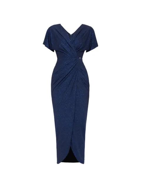 V-neck draped midi dress by NISSA