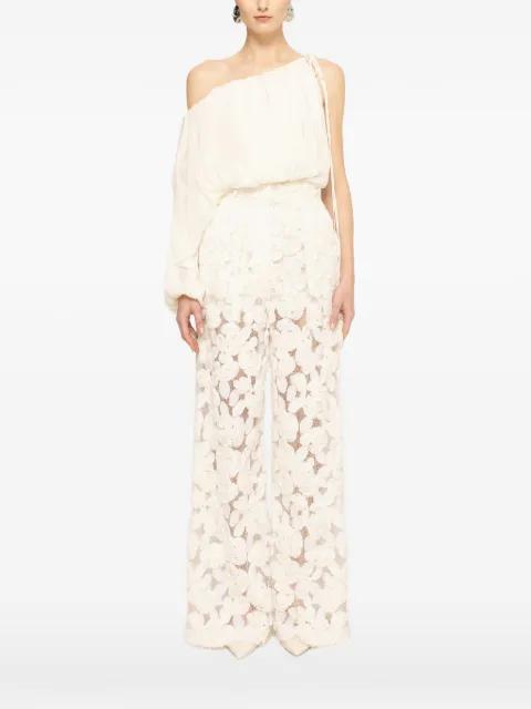 asymmetrical chiffon crop top by NISSA