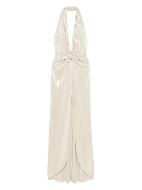 backless lamé maxi dress by NISSA