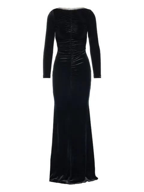 backless velvet maxi dress by NISSA