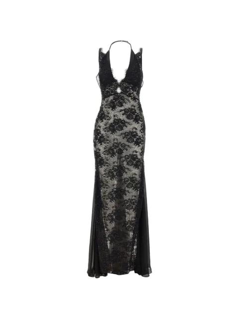 beaded floral-lace gown by NISSA