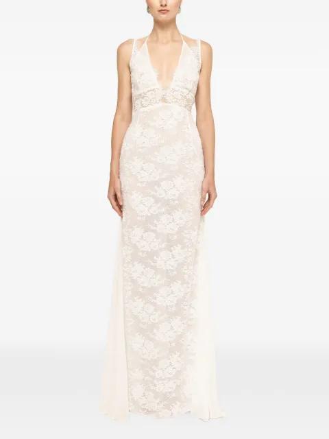 beaded lace-panel maxi dress by NISSA
