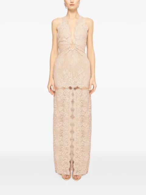 beaded lace-trimmed maxi dress by NISSA