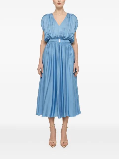 belted V-neck midi dress by NISSA