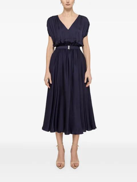 belted V-neck midi dress by NISSA