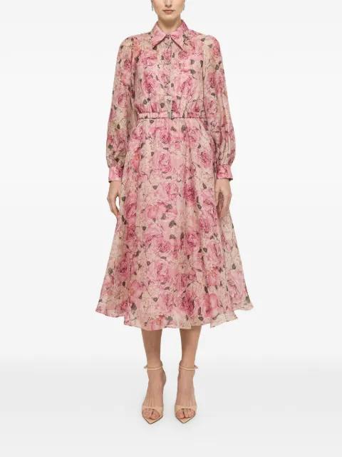 belted floral-print midi dress by NISSA