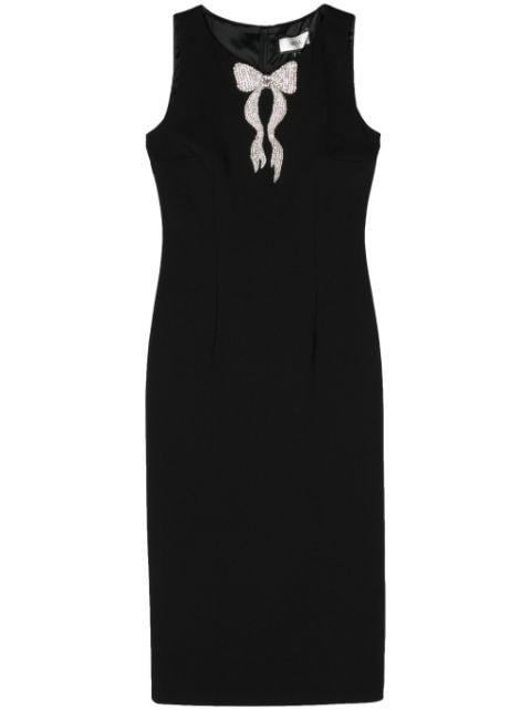 bow-detail crepe midi dress by NISSA